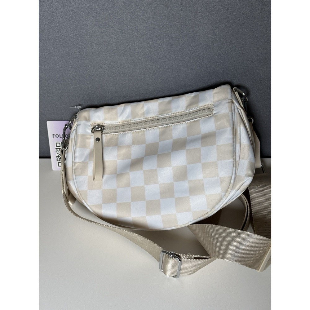 Iris & Rainbow Mini Best Version Crossbody Bum Bag Purse Tan Checkered - Picture 3 of 6